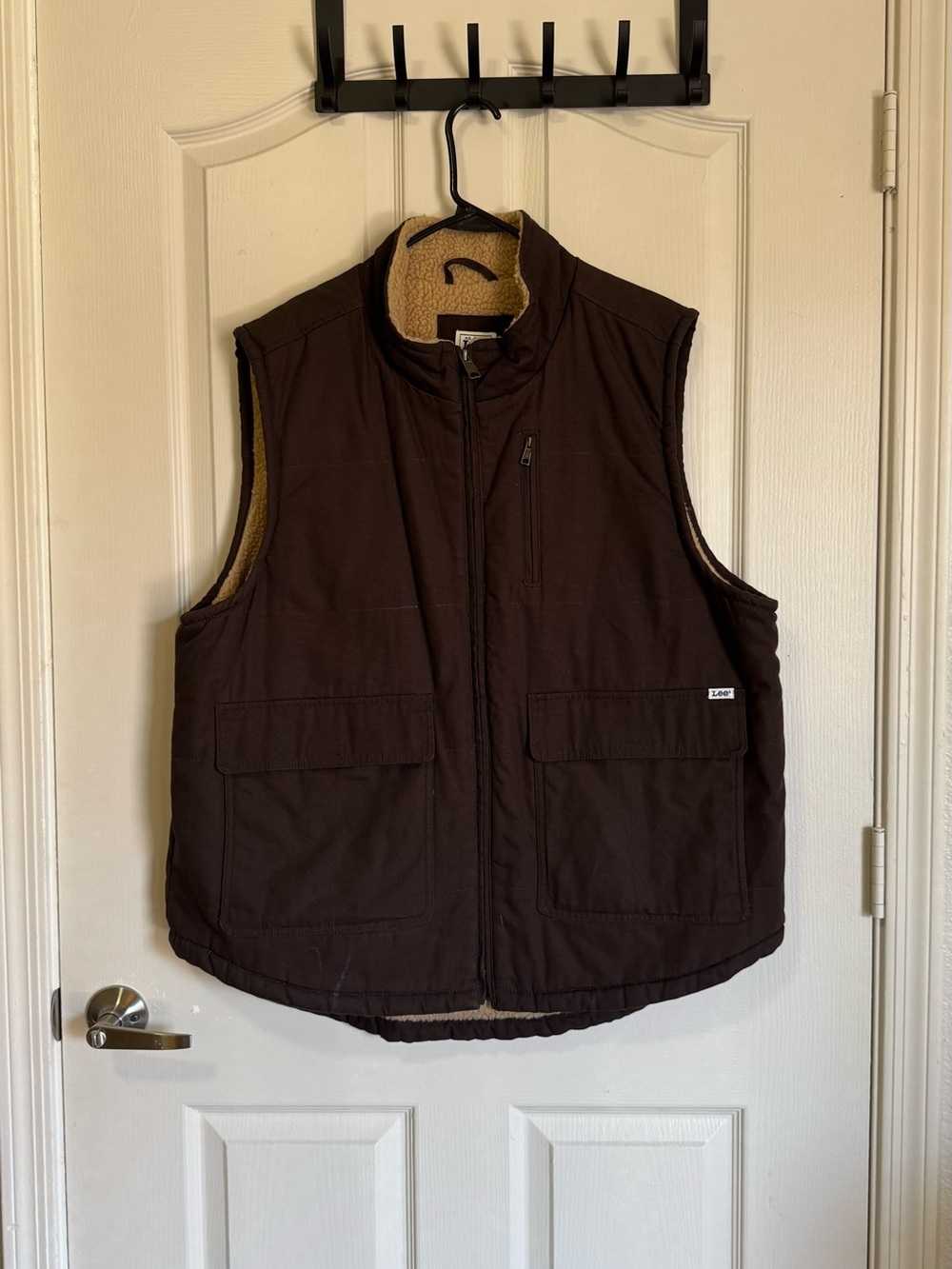 Lee Dark Brown Sherpa-Lined Utility Vest